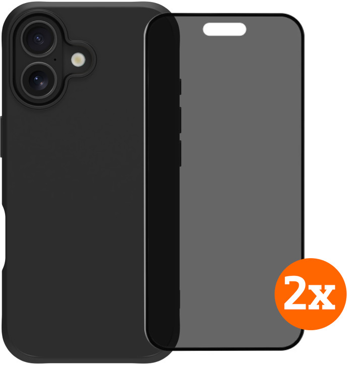 BlueBuilt Protective Back Cover iPhone 17 Black + Privacy Filter Screen Protector Duo Pack Main Image