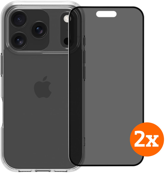 BlueBuilt Protective Cover iPhone 17 Pro Transparent + Privacy Filter Screen Protector Duo Pack Main Image