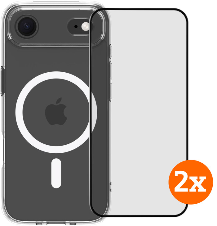 BlueBuilt Protective Back Cover MagSafe iPhone Air Transparent + Screen Protector Duo Pack Main Image