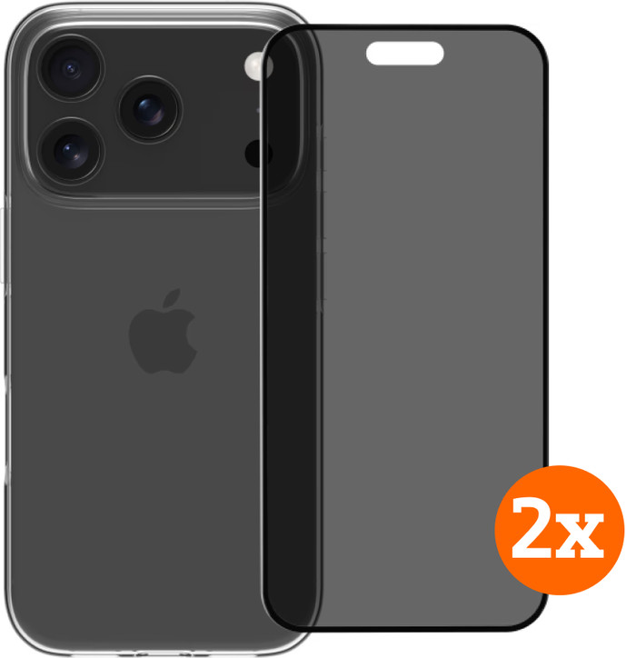 BlueBuilt Back Cover iPhone 17 Pro Transparent + Privacy Filter Screen Protector Duo Pack Main Image