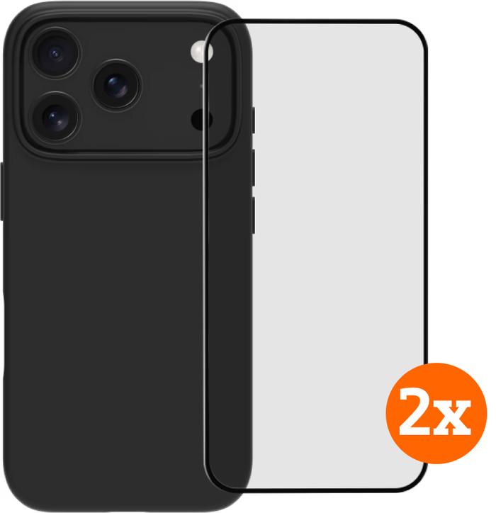 BlueBuilt Backcover iPhone 17 Pro Schwarz + Panzerglas Doppelpack Main Image