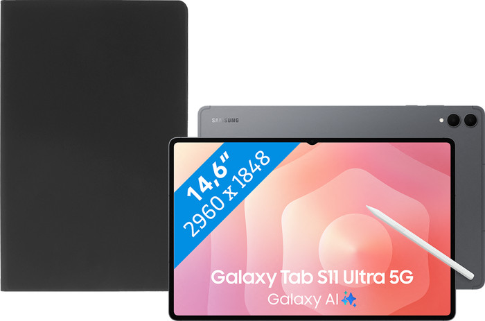 Samsung Galaxy Tab S11 Ultra 14.6 inches 1TB WiFi + 5G Gray + BlueBuilt Book Case Black Main Image