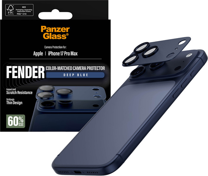 PanzerGlass Fender Apple iPhone 17 Pro Max Kameraobjektivschutz Glas Blau detail