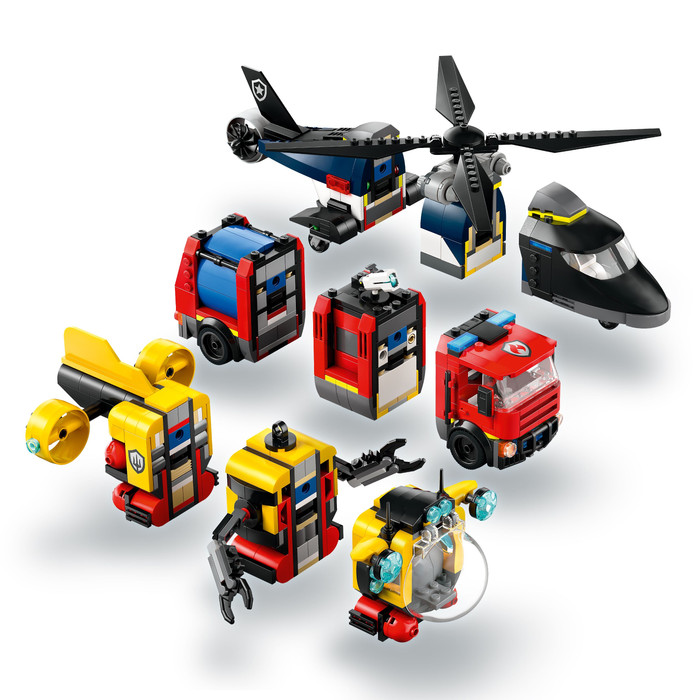 LEGO City Helicopter, Fire Truck, and Submarine Remix 60462 product in use