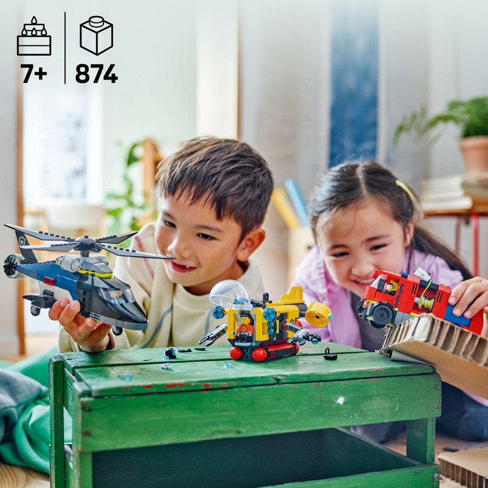 LEGO City Helicopter, Fire Truck, and Submarine Remix 60462 product in use