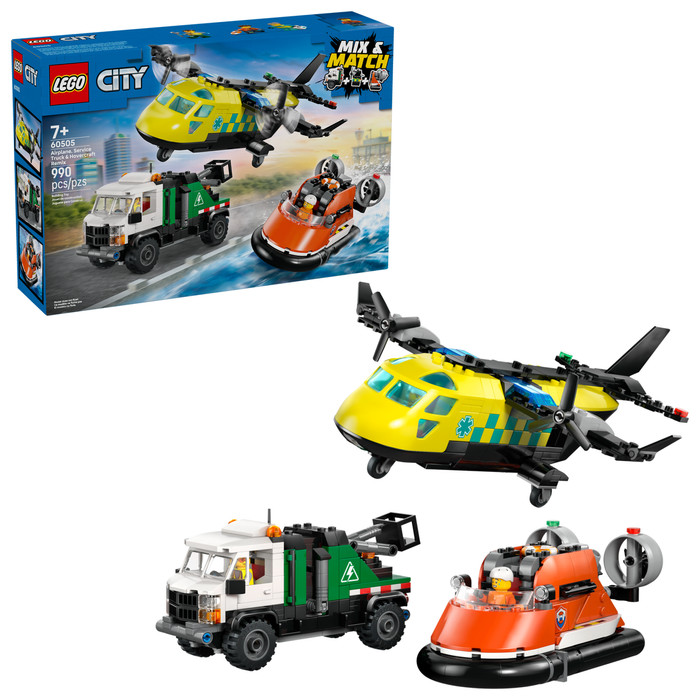 LEGO City Airplane, Service Truck, and Hovercraft Remix 60505 right side