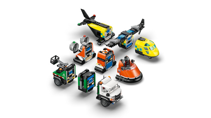 LEGO City Airplane, Service Truck, and Hovercraft Remix 60505 product in use
