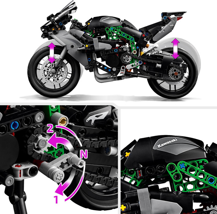 LEGO Technic Kawasaki Ninja H2R Motorrad 42170 produkt in gebrauch