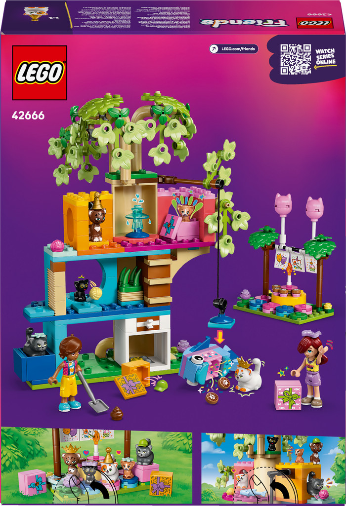LEGO Friends Cat Birthday Party and Tree House 42666 packaging