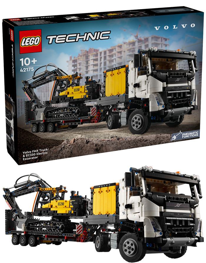 LEGO Technic Volvo FMX LKW mit EC230 Electric Raupenbagger 42175 rechte seite