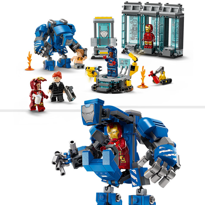 LEGO Marvel Iron Mans Labor: Halle der Rüstungen 76315 produkt in gebrauch