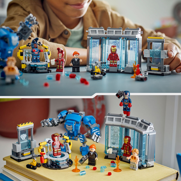LEGO Marvel Iron Mans Labor: Halle der Rüstungen 76315 produkt in gebrauch