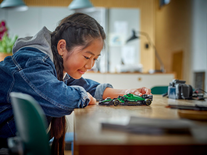 LEGO Speed Champions Aston Martin Aramco F1 AMR24 Race Car 77245 product in use