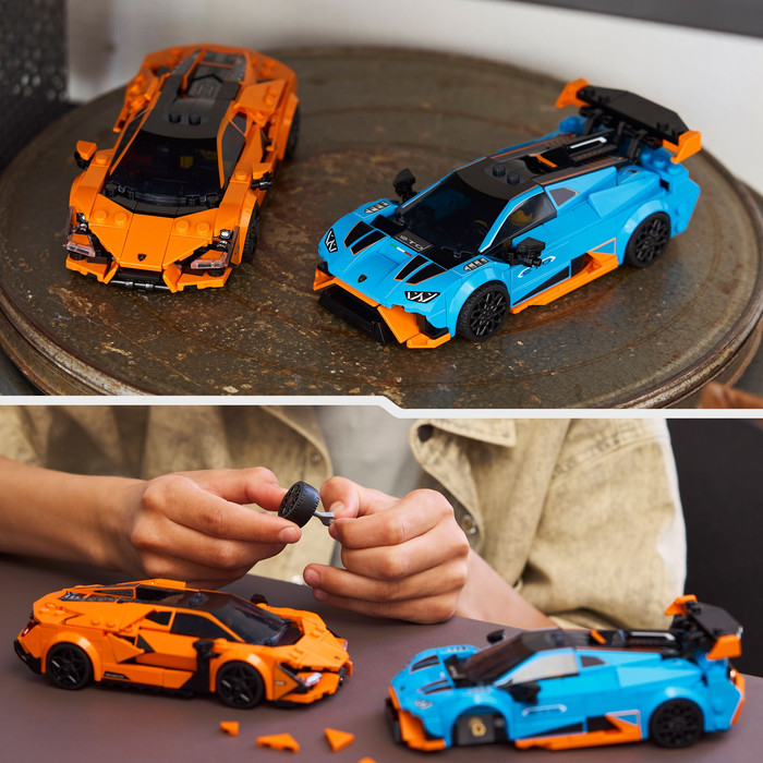 LEGO Speed Champions Lamborghini Revuelto und Huracán STO 77238 produkt in gebrauch