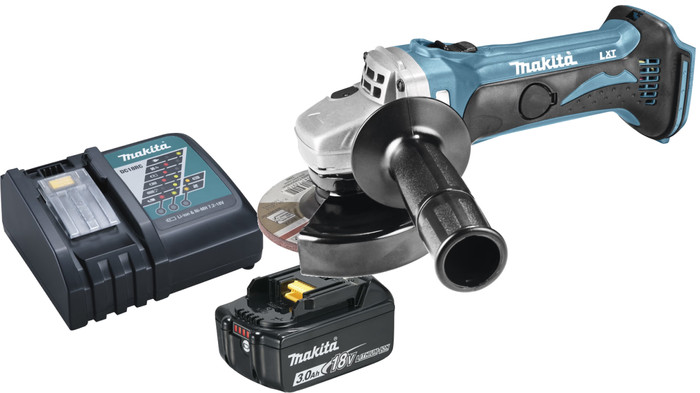 Makita DGA452Z + Makita Starter Set 18V LXT 3.0Ah BL1830B/DC18RC Main Image