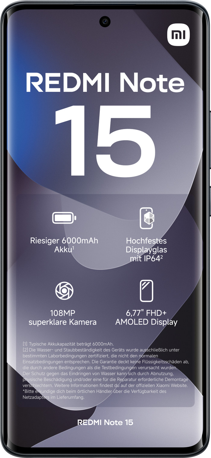 Redmi Note 15 128GB Schwarz 4G vorne