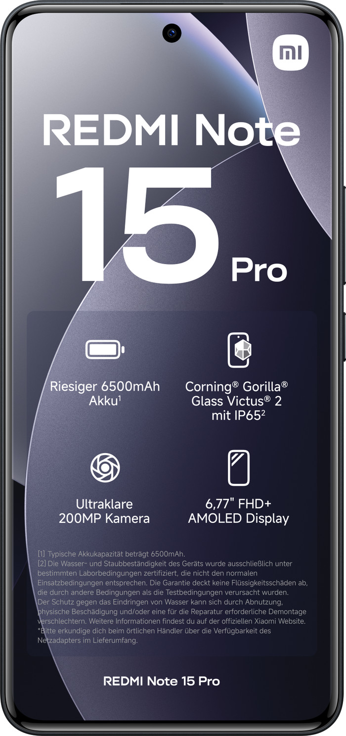 Redmi Note 15 Pro 256GB Schwarz 4G vorne