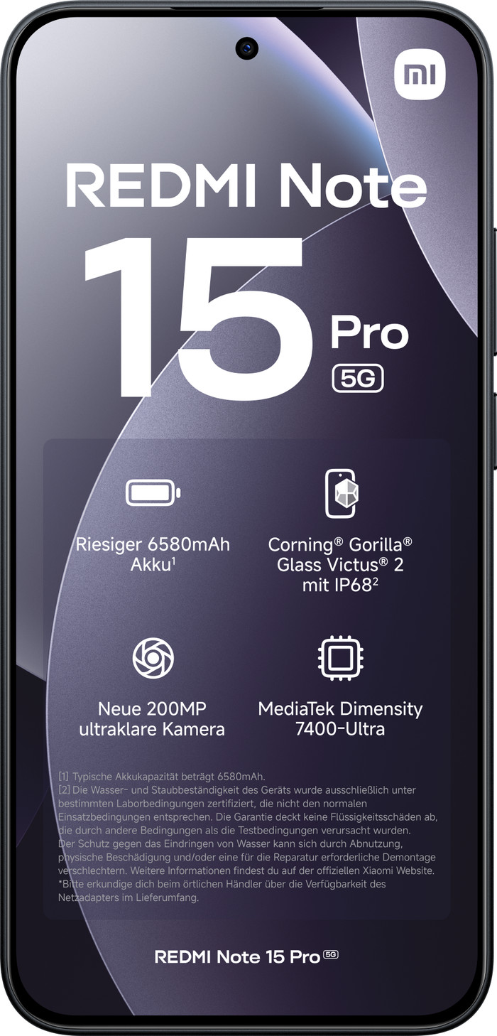 Redmi Note 15 Pro 256GB Schwarz 5G vorne