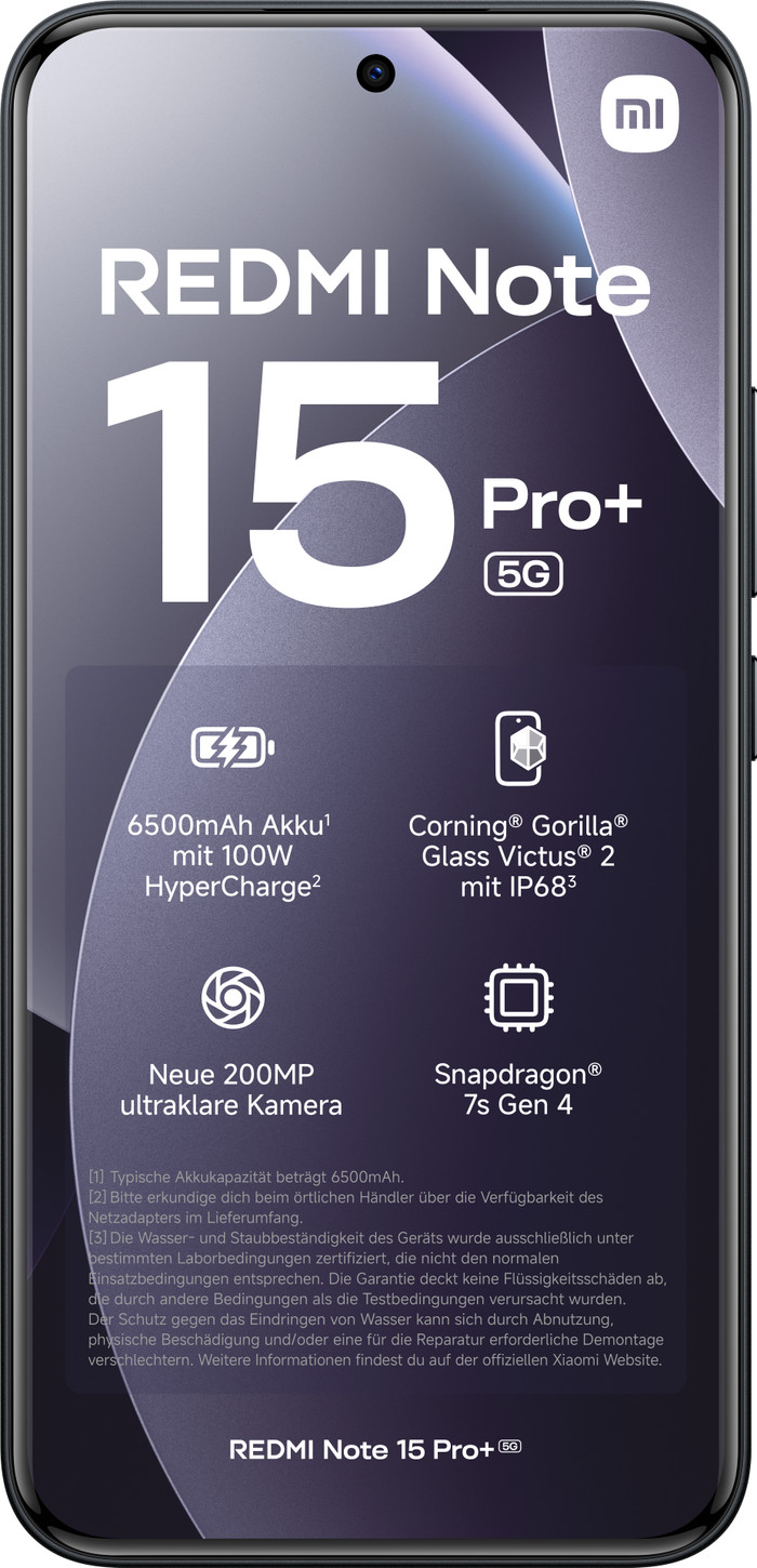 Redmi Note 15 Pro+ 256GB Schwarz 5G vorne