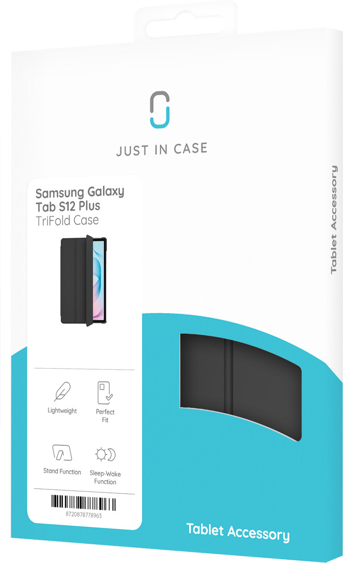 Just in Case Samsung Galaxy Tab S12 Plus TriFold Book Case Schwarz verpackung