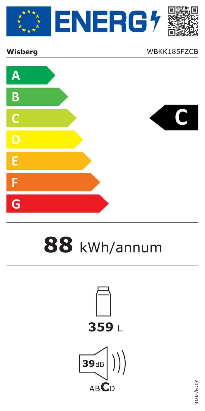 Wisberg WBKK185FZCB + Wisberg WBVR185NFCB energy label
