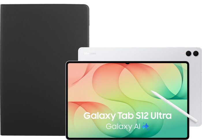 Samsung Galaxy Tab S12 Ultra 14,6 Zoll 512GB Wi-Fi Silber + BlueBuilt Book Case Schwarz Main Image
