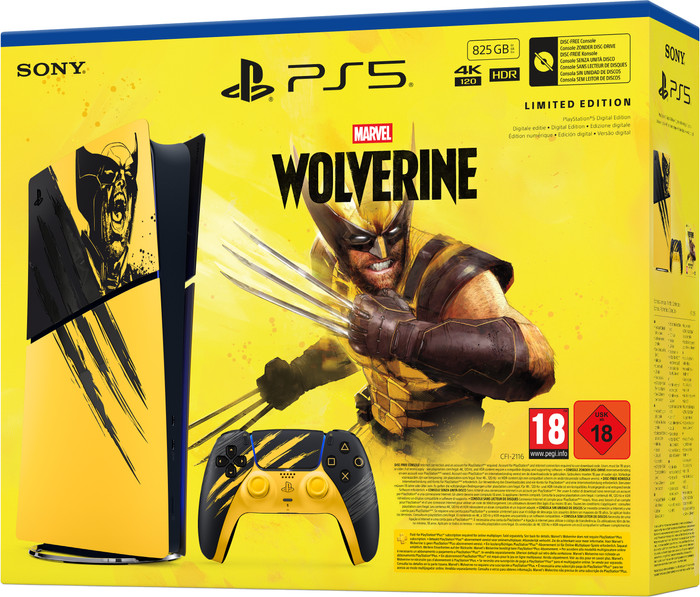 PlayStation 5 Slim Digital Edition + Wolverine Battle Yellow Limited Edition rechte seite