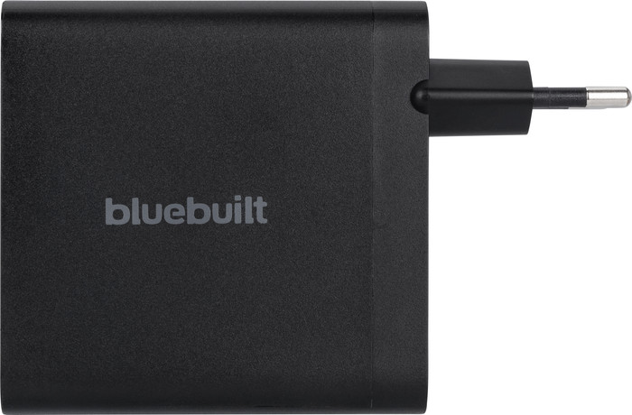BlueBuilt 140W GaN USB-C Charger Black + USB-C cable 240W 2m Nylon Black Duo Pack right side