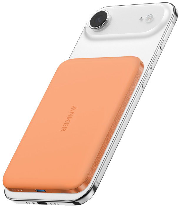 Anker Nano MagGo Wireless Powerbank mit MagSafe und Qi2 5.000 mAh Orange produkt in gebrauch