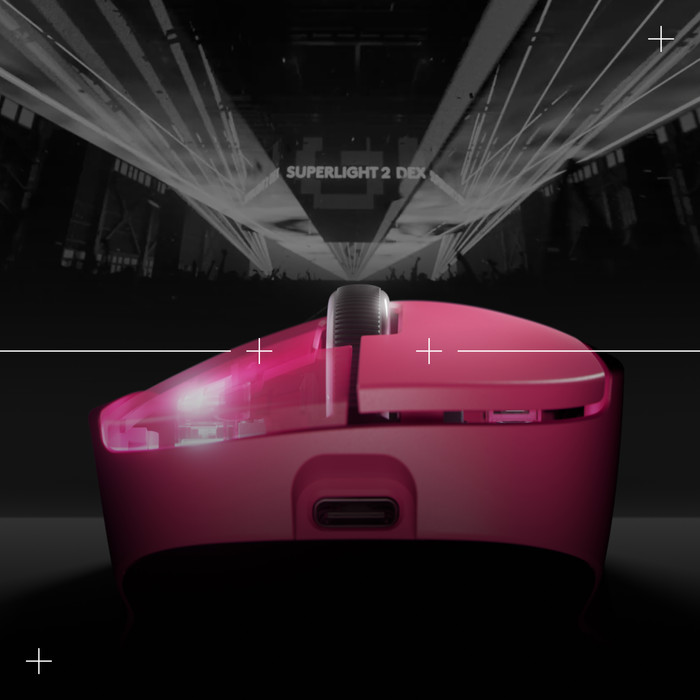 Logitech G PRO X Superlight 2 DEX Lightspeed Kabellose Gaming-Maus Magenta produkt in gebrauch