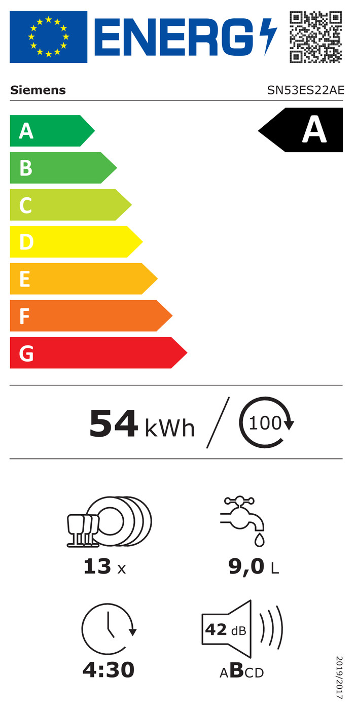 Siemens SN53ES22AE energielabel