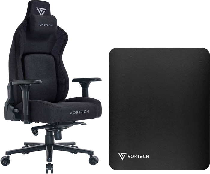 Vortech Prestige Gaming-Stuhl Schwarz + Vortech Bodenschutzmatte Schwarz Main Image