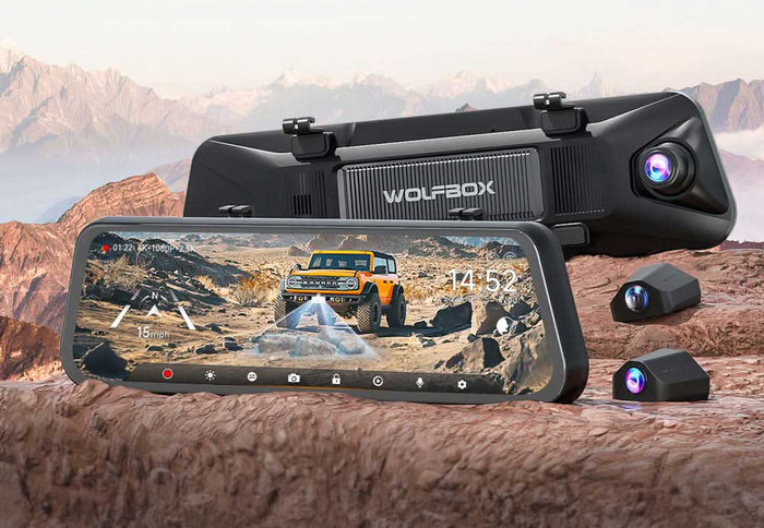 Wolfbox G900 Tripro Bumper 3CH 4K WLAN GPS 256GB produkt in gebrauch