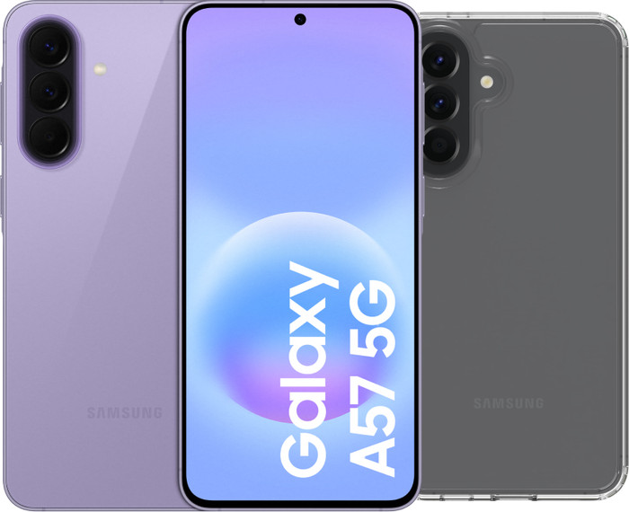 Samsung Galaxy A57 128GB Lila 5G + BlueBuilt Backcover Transparent Main Image