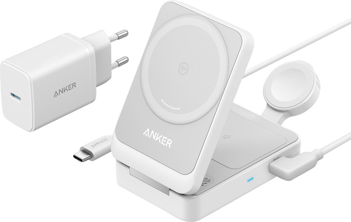 Anker Prime 3-in-1 MagGo Foldable Wireless Charger 15W White front