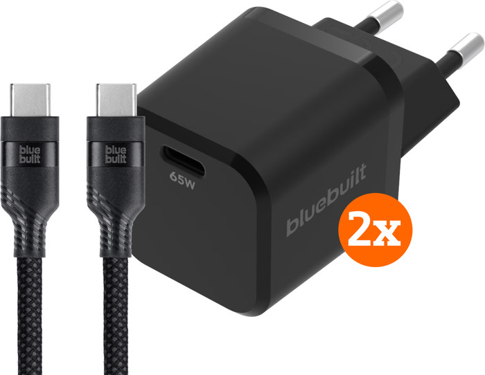BlueBuilt 65 W GaN-USB-C-Ladegerät Schwarz + USB-C-Kabel 240 W 2 m Main Image