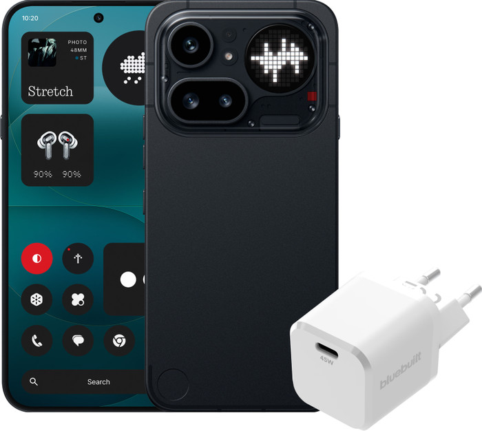 Nothing Phone (4a) Pro 128GB Schwarz 5G + BlueBuilt Ladegerät mit USB-C-Port 45 W Weiß Main Image
