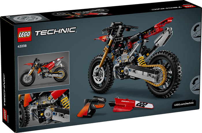LEGO Technic Ducati Desmo450 MX Factory Motorrad 42238 verpackung