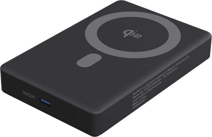 BlueBuilt Wireless Powerbank mit MagSafe und Qi2 10.000 mAh mit Schnellladefunktion Schwarz vorne
