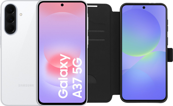 Samsung Galaxy A37 256GB Weiß 5G + BlueBuilt Book Case Schwarz Main Image