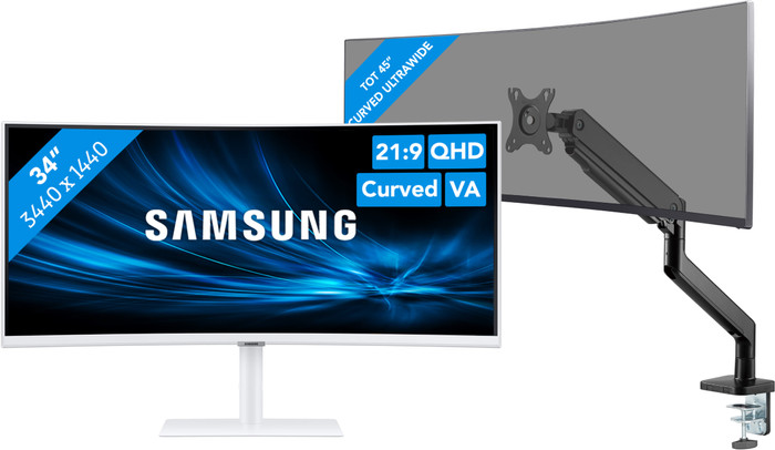 Samsung ViewFinity S6 LS34C650TAUXEN + BlueBuilt Monitorhalterung für 1 Ultrawide-Monitor Main Image