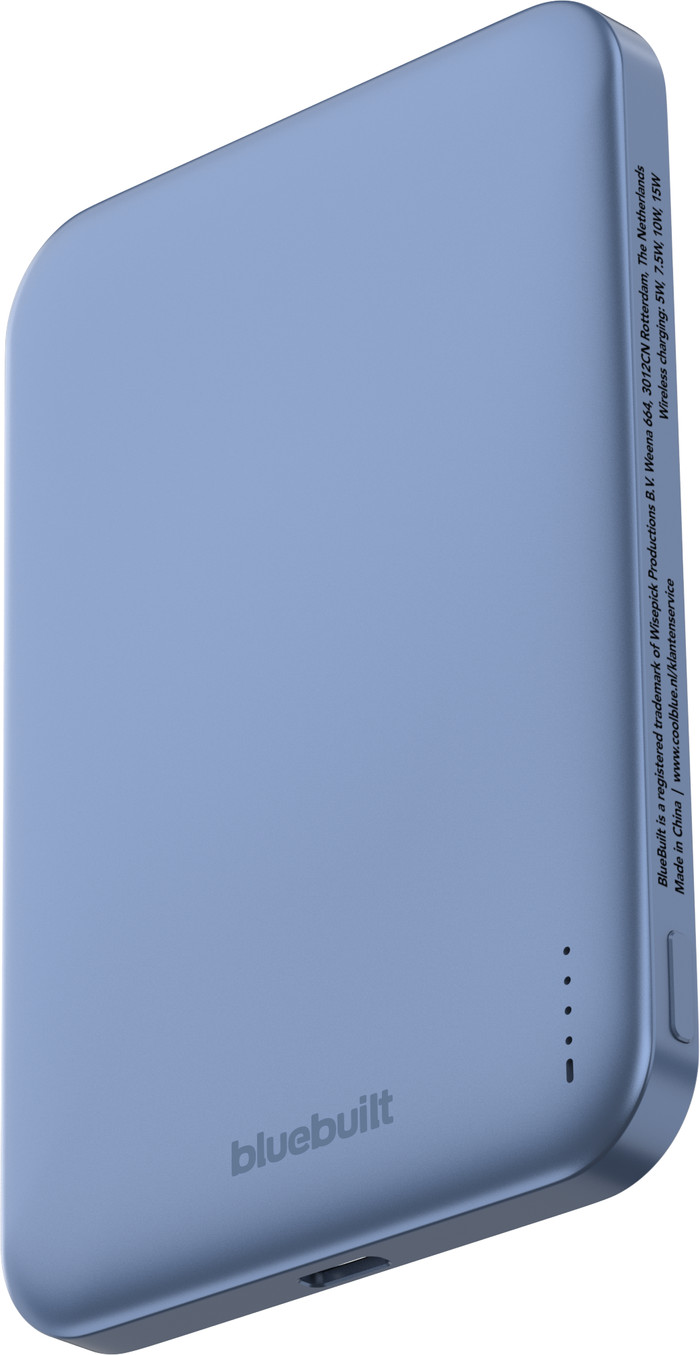 BlueBuilt Wireless Powerbank mit Qi2 und MagSafe 5.000 mAh mit Schnellladen 20 Watt Blau linke seite