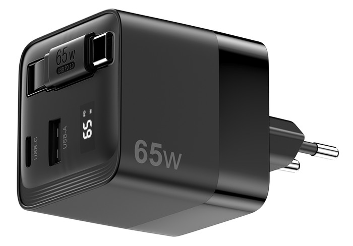 Sitecom 65W GaN Ladegerät mit ausziehbarem Kabel Main Image