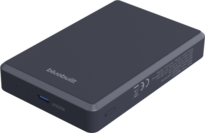 BlueBuilt Wireless Powerbank mit MagSafe und Qi2 10.000 mAh mit Schnellladefunktion Grau oberseite