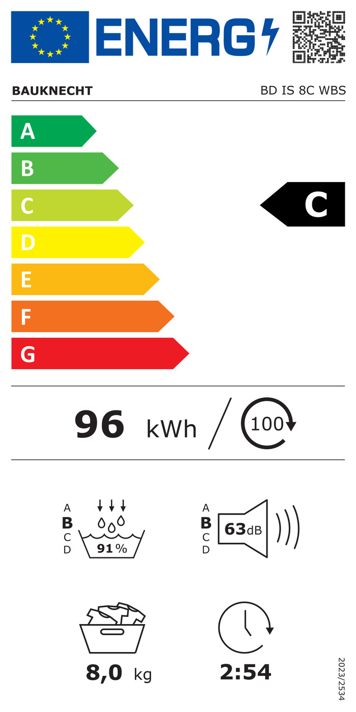Bauknecht BD IS 8C WBS energy label