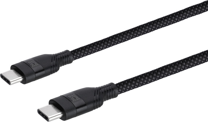 BlueBuilt 140W GaN USB-C Charger Black + USB-C cable 240W 2m Nylon Black Duo Pack left side