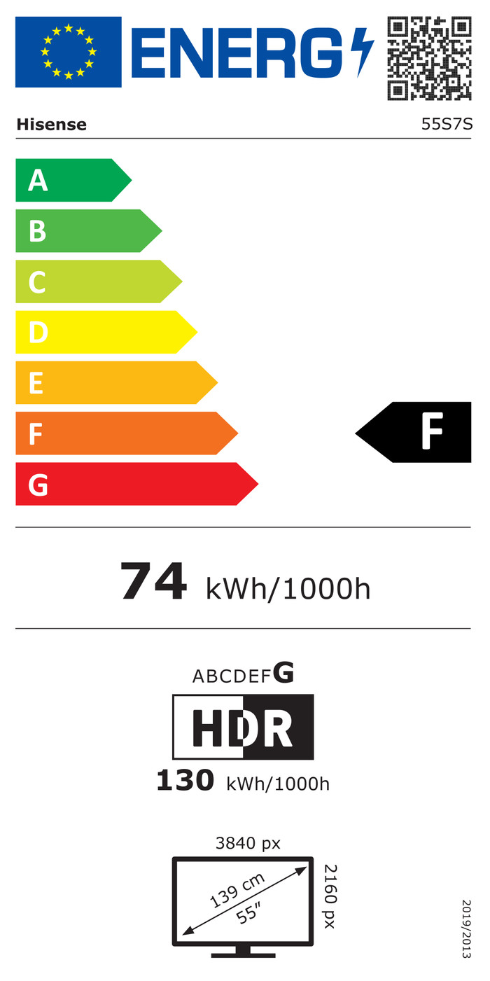 Hisense QLED 55 inches S7S (2026) energy label
