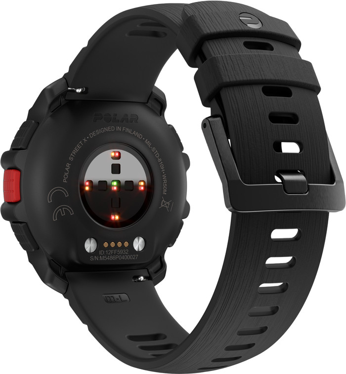 Polar Street X Silikonarmband Schwarz 22 mm S/L produkt in gebrauch
