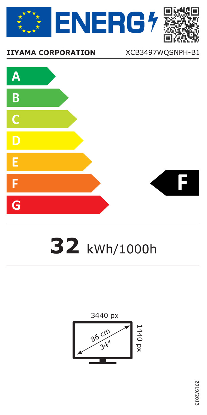 Iiyama Prolite XCB3497WQSNPH-B1 energy label