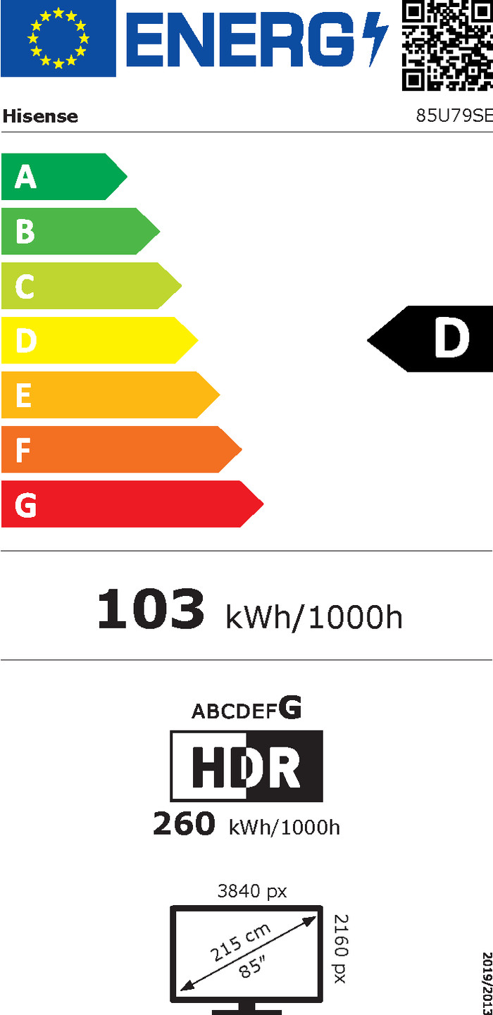 Hisense ULED 85 Zoll U79SE (2026) energielabel